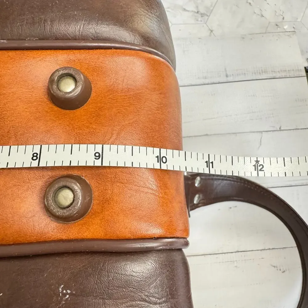 Vintage Camera Bag Two Tone Brown Shoulder Strap Taiwan ROC Retro 70s Synthetic
